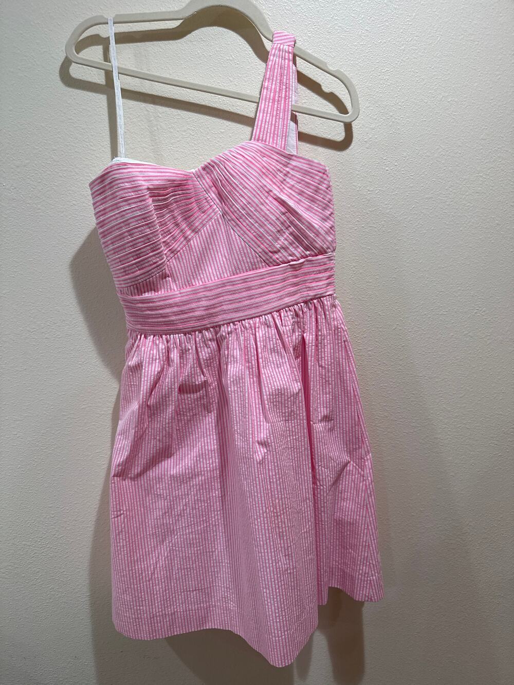 Lilly Pulitzer Pink Tropics Seersucker Addison Dress Size 4 pink white striped